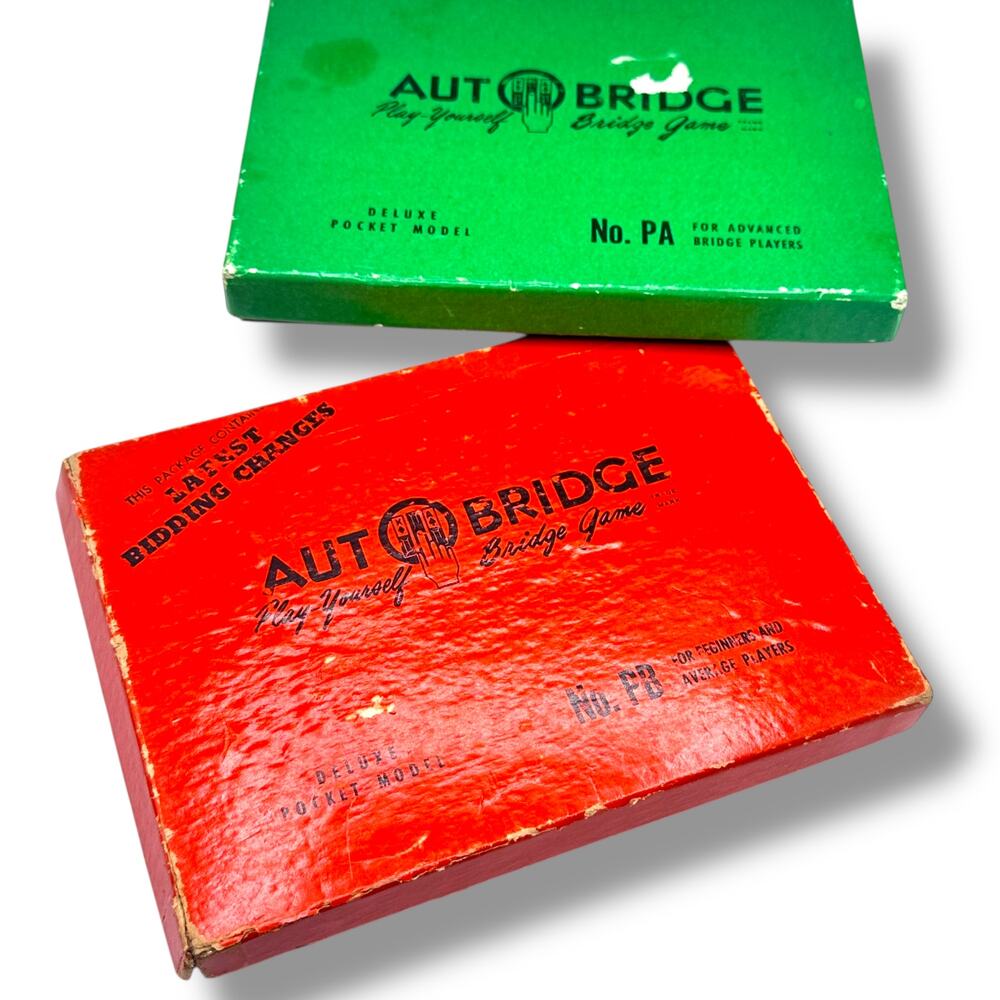 x2 Vintage Auto Bridge 1950s Play Yourself Game Metal Board And Deal Cards